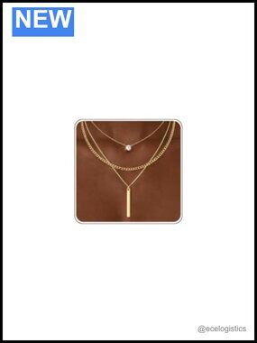 14K Gold Plated Layered Necklace Stack for Women – 3 Chains, Dainty Non Tarnish